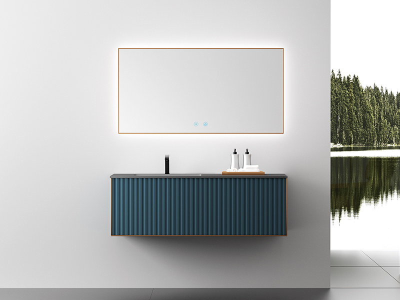 Light Luxury Deep Sea Blue Bathroom Vanity with Intelligent Anti-fog Mirror MK2082